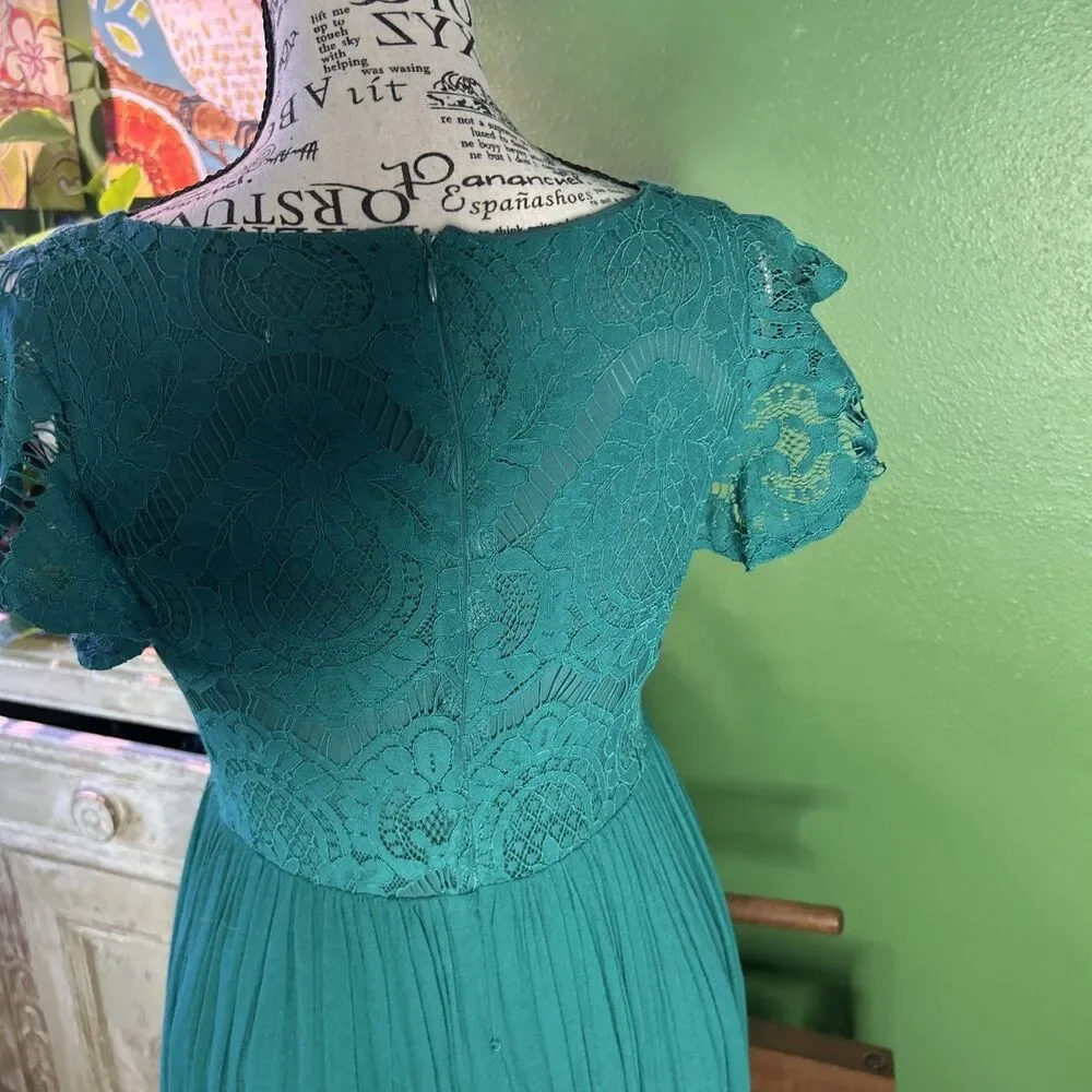 Green Forest Fairy Maxi Dress Boho Whimsy Juniors XS Girls 14 Witchy Cottage